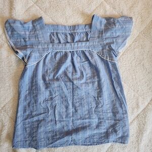 Women's Medium St. John's Bay Blue striped top with flutter sleeves Boho Light